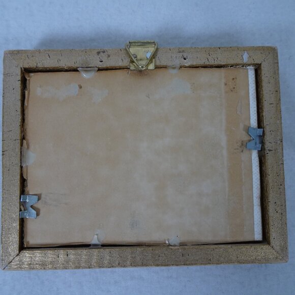 Vintage Miniature Oil Painting Landscape Church Gold Frame Signed Original - Picture 9 of 9